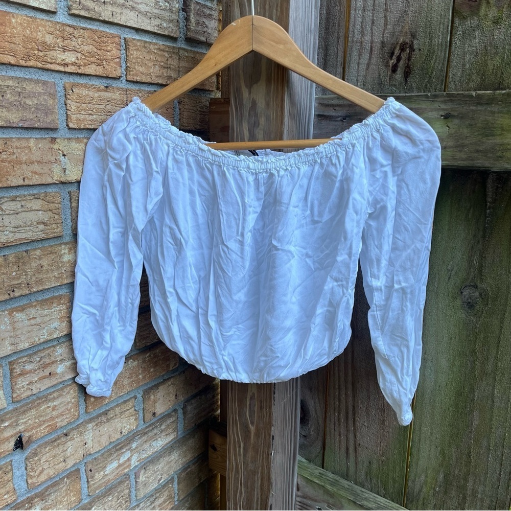 Brandy Melville White Off-Shoulder Blouse
